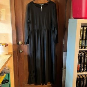 20 2X XXL LONG SLEEVE BLACK POPOVER DRESS WITH POCKETS NEMIDOR NWT